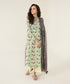 Unstitched Women's Printed Lawn Off White 2 Piece Suit